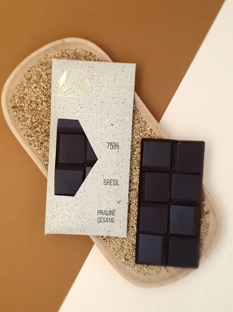 Tablette 75% au praliné Sésame