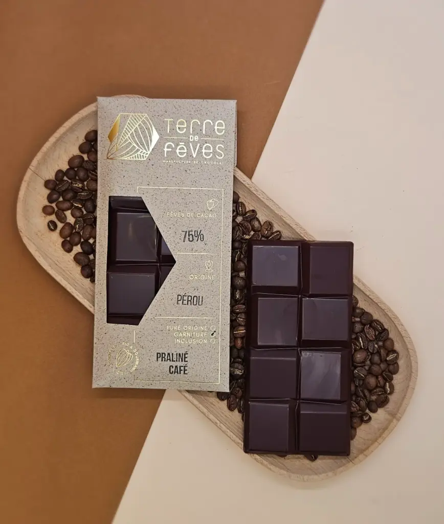 Tablette 75% au praliné Café
